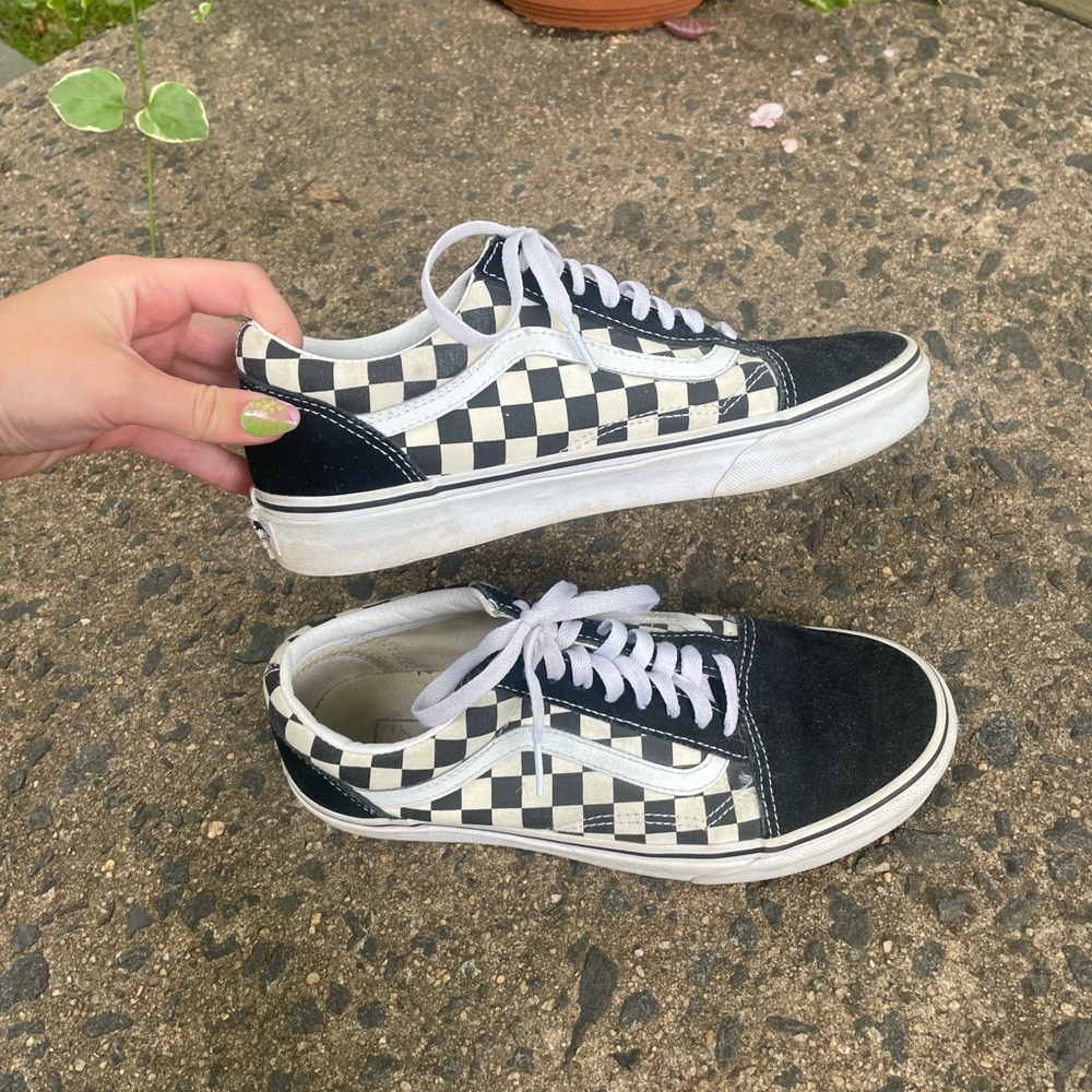 Black and white checkered Vans